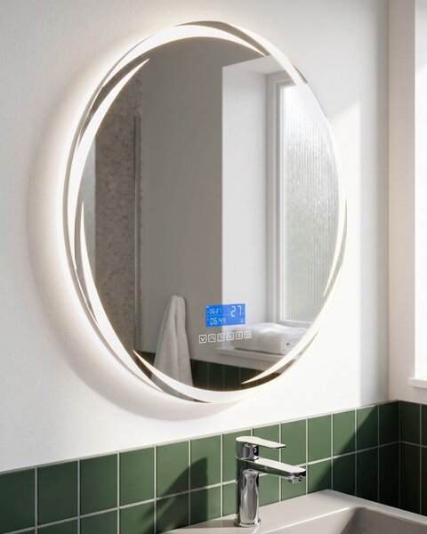 LED koupelnové zrcadlo TANAY 60 cm 60 cm s reproduktorem Bluetooth Stříbrná