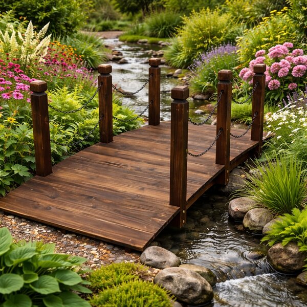 Dekorační zahradní mostek BestBerg BBGD-4002 / 150 x 67 x 56 cm / hnědá