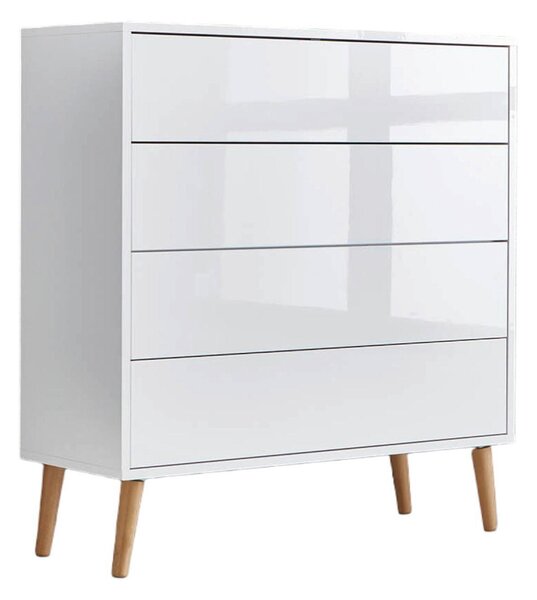 KOMODA, bílá, vysoce lesklá bílá, 79/86/33 cm MID.YOU - Komody na nožičkách, Online Only