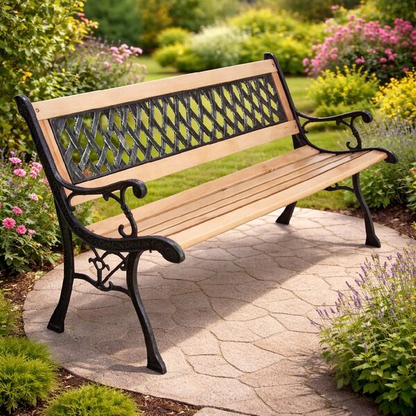 Zahradní lavička BestBerg BBGF-236 / 126 × 53 × 74 cm / dřevo/černá