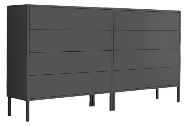 ŠIROKÁ KOMODA, antracitová, 158/86/33 cm MID.YOU - Komody na nožičkách, Online Only
