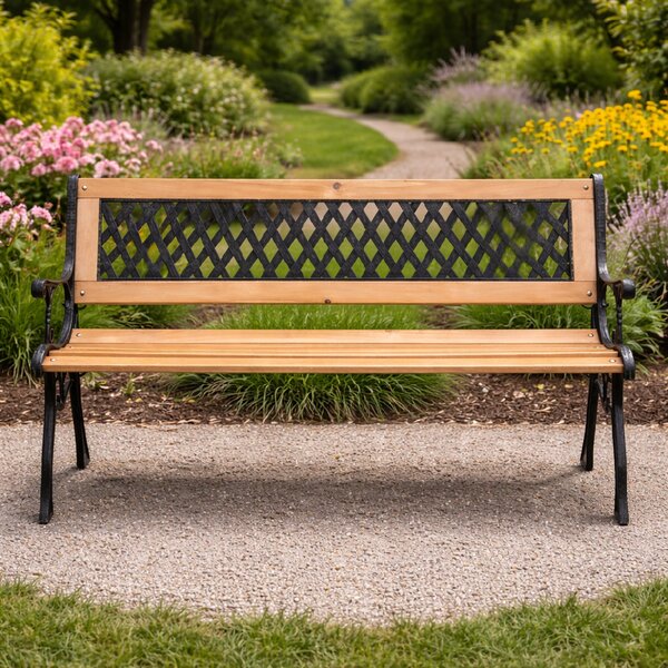 Zahradní lavička BestBerg BBGF-236 / 126 × 53 × 74 cm / dřevo/černá