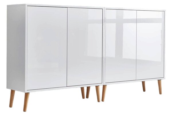 ŠIROKÁ KOMODA, bílá, vysoce lesklá bílá, 158/86/33 cm MID.YOU - Komody na nožičkách, Online Only