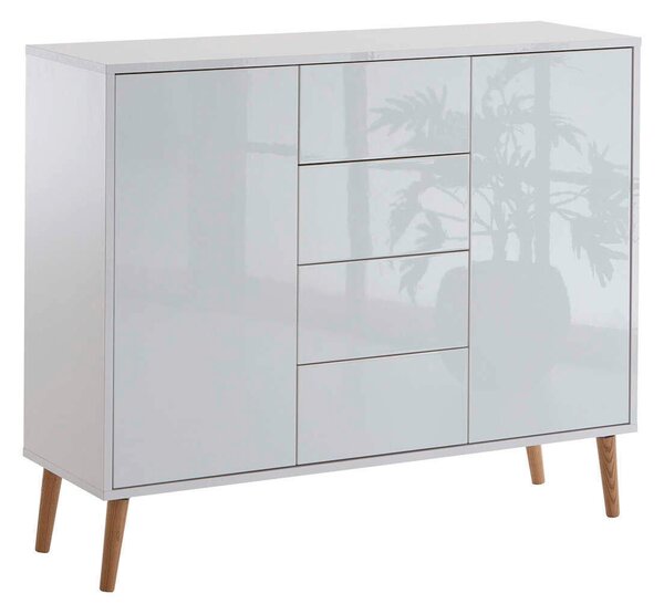 KOMODA, bílá, vysoce lesklá bílá, 105,5/86/33 cm MID.YOU - Komody na nožičkách, Online Only