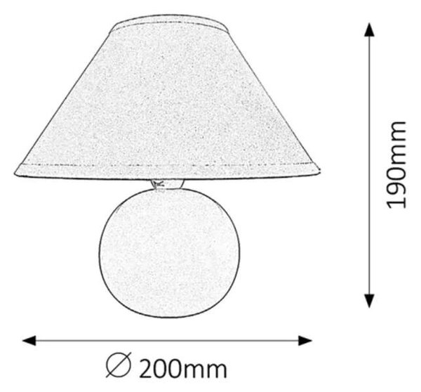 Rabalux 4901 ARIEL - Stolní lampička s keramickým podstavcem v bílé barvě 1 x E14, 19cm (Stolní lampa s keramickým podstavcem a textilním stínidlem)