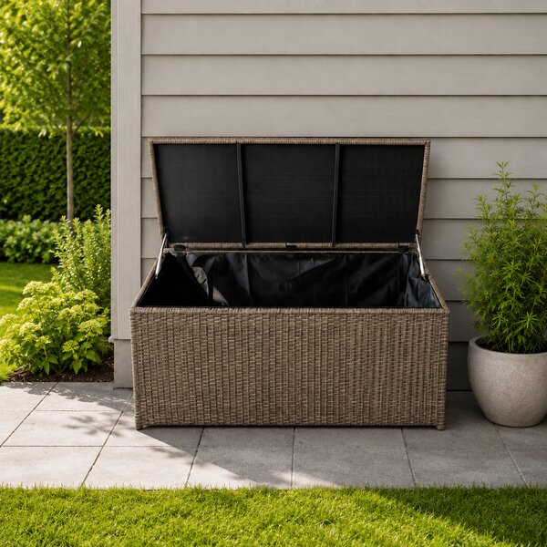 Ratanový zahradní úložný box BestBerg BBRF-B1BN / 350 l / 115 × 55 × 57 cm / hnědá