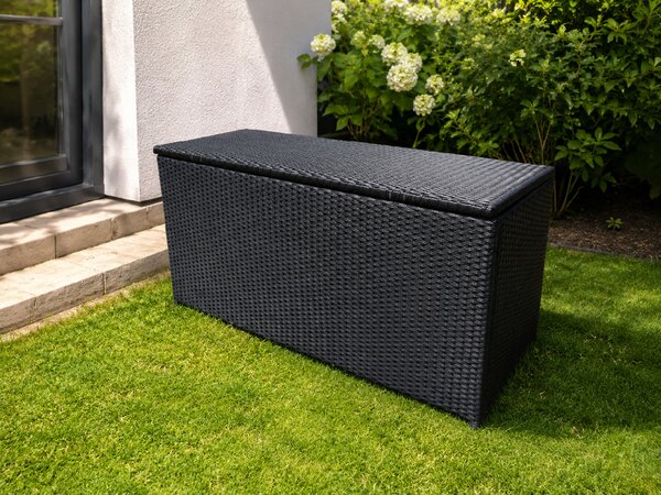Ratanový zahradní úložný box BestBerg BBRF-B1B / 350 l / 115 × 55 × 57 cm / černá