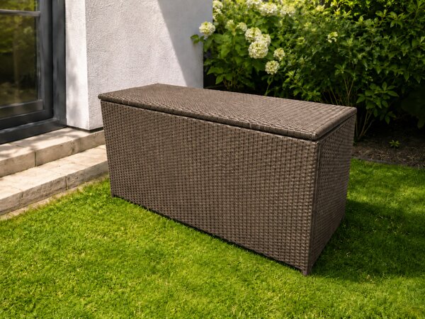 Ratanový zahradní úložný box BestBerg BBRF-B1BN / 350 l / 115 × 55 × 57 cm / hnědá