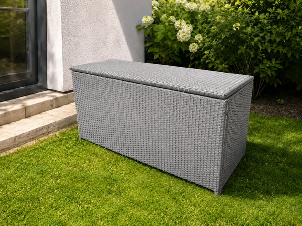 Ratanový zahradní úložný box BestBerg BBRF-B1G / 350 l / 115 × 55 × 57 cm / šedá