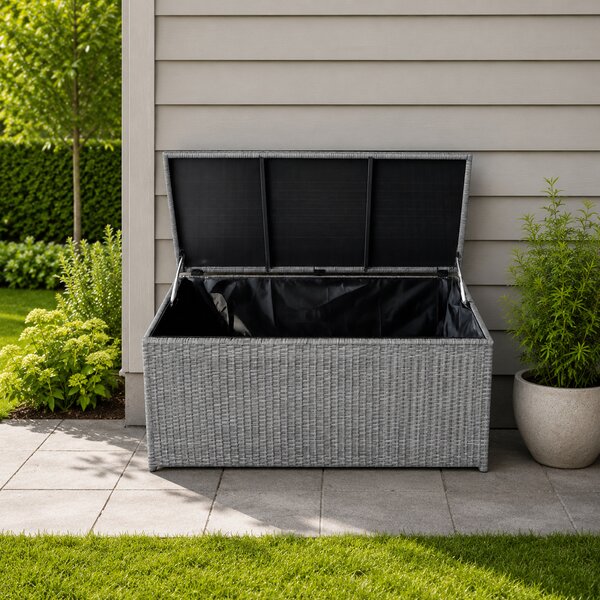 Ratanový zahradní úložný box BestBerg BBRF-B1G / 350 l / 115 × 55 × 57 cm / šedá