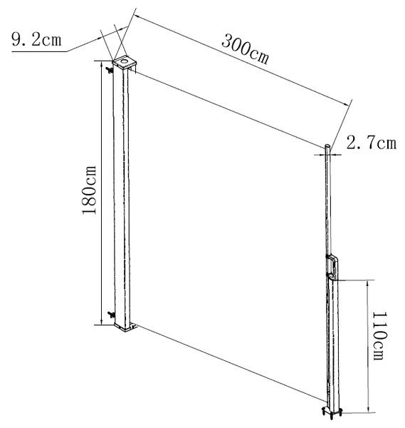 Zatahovací markýza/boční zástěna BestBerg BBSU-S300C / 180 × 300 cm / černá/krémová