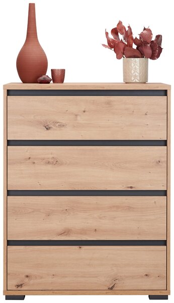 KOMODA, antracitová, barvy dubu, 80/103/48 cm Carryhome - Široké komody