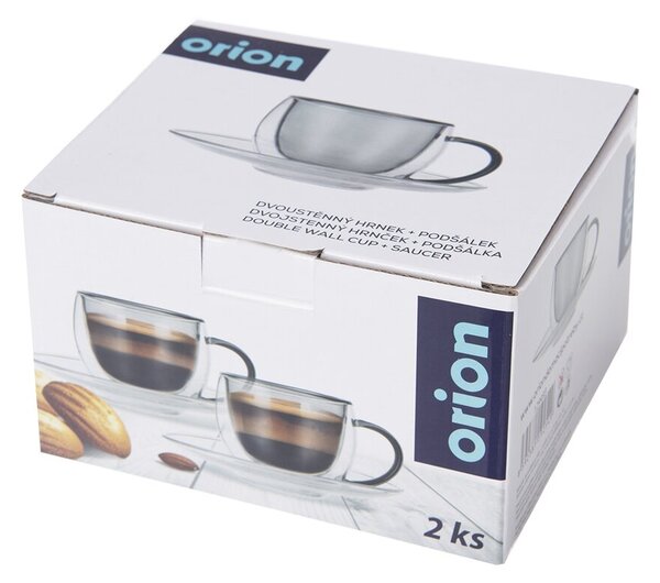 Dvoustěnný hrnek s podšálkem DOUBLE 0,1 l 2 ks