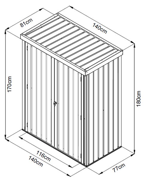 Zahradní domek BestBerg ZS-25A / 1,1 m² / 81 × 140 × 180 cm / antracit