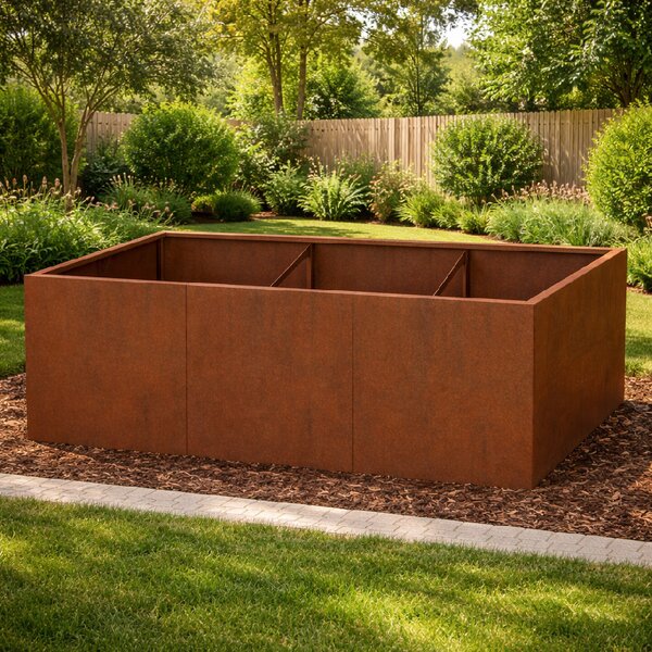 BestBerg Vyvýšený cortenový zahradní záhon BBGR-640CT / 640 l / 150 x 100 x 43 cm / corten