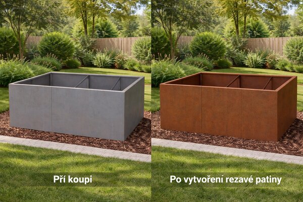 BestBerg Vyvýšený cortenový zahradní záhon BBGR-640CT / 640 l / 150 x 100 x 43 cm / corten