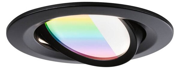 Paulmann LED vestavná svítidla Nova Coin Smart černá RGBW, sada 3 ks, 8,4 cm, stmívatelný, Černá, Obývací pokoj / jídelna, Hliník, Moderní, Podhledové stropní svítidlo