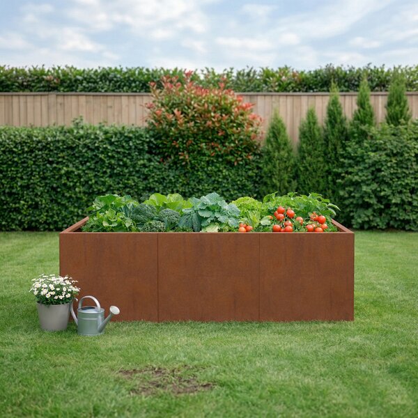 BestBerg Vyvýšený cortenový zahradní záhon BBGR-640CT / 640 l / 150 x 100 x 43 cm / corten