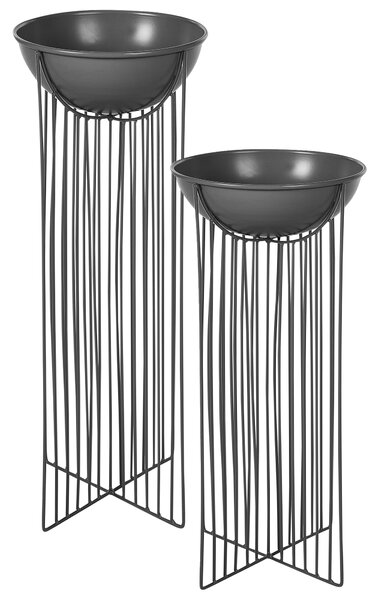 Sada 2 vyvýšených květináčů FICARIA 22 cm Kov Černá