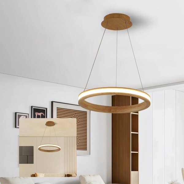 Brilagi - LED Lustr na lanku UMEA WOOD LED/30W/230V pr. 40 cm dřevo