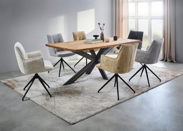 ŽIDLE S PODRUČKAMI, železo, žinylka, šedá, černá Ambia Home - Jídelní židle