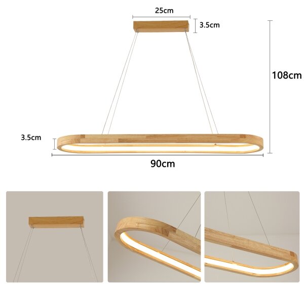 Brilagi - LED Lustr na lanku UMEA WOOD LED/40W/230V 90x22 cm dřevo