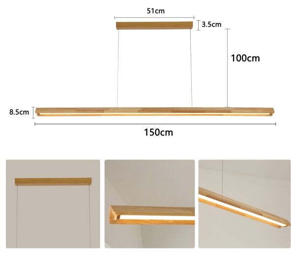 Brilagi - LED Lustr na lanku UMEA WOOD LED/40W/230V 150 cm dřevo