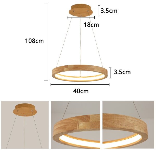 Brilagi - LED Lustr na lanku UMEA WOOD LED/30W/230V pr. 40 cm dřevo
