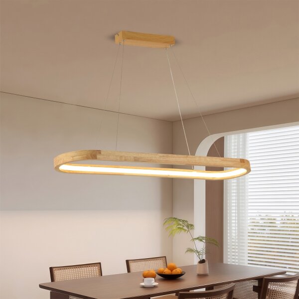 Brilagi - LED Lustr na lanku UMEA WOOD LED/40W/230V 90x22 cm dřevo