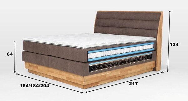 Postel boxspring s úložným prostorem KARISSA 2 dub masiv plocha spaní 180x200