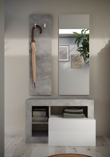Lavice LENOR 91x59x35 cm bílá/šedá beton
