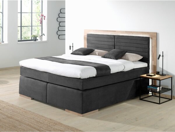 Postel boxspring včetně LED osvětlení MARCEL 2 dub masiv plocha spaní 180x200