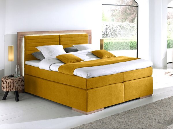 Postel boxspring včetně LED osvětlení MARCEL 2 dub masiv plocha spaní 180x200