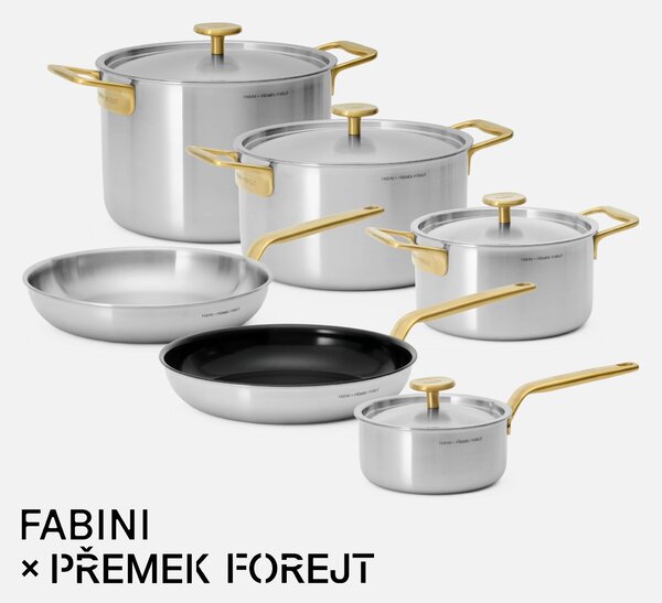 Fabini Velká sada FABINI & Forejt, 10 dílů - Nerezové beznýtové nádobí z vícevrstvé nerezové oceli