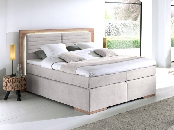 Postel boxspring včetně LED osvětlení MARCEL 2 dub masiv plocha spaní 180x200