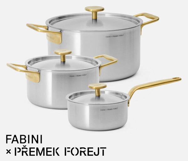 Fabini Střední sada FABINI & Forejt, 6 dílů - Nerezové beznýtové nádobí z vícevrstvé nerezové oceli
