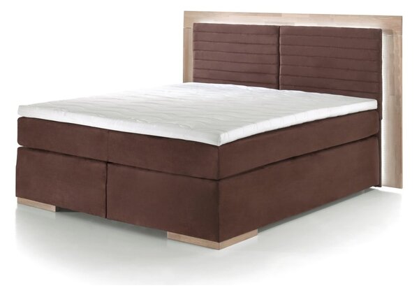 Postel boxspring včetně LED osvětlení MARCEL 2 dub masiv plocha spaní 180x200
