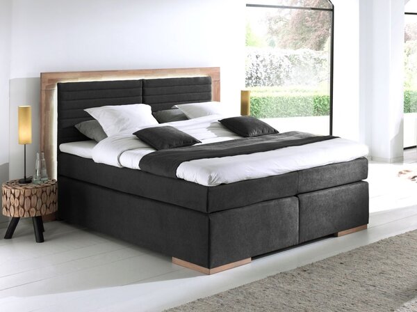 Postel boxspring včetně LED osvětlení MARCEL 2 dub masiv plocha spaní 180x200