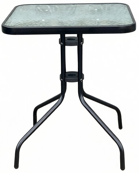 Zahradní stůl se skleněnou deskou BestBerg BBGF-GT2 / 60 × 60 × 70 cm / černá/transparentní