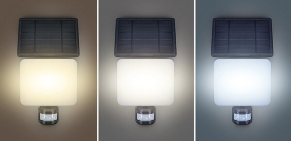 Solight LED solární osvětlení se senzorem, 11W, 1200lm, 3 CCT, Li-Ion, černá WO785-1