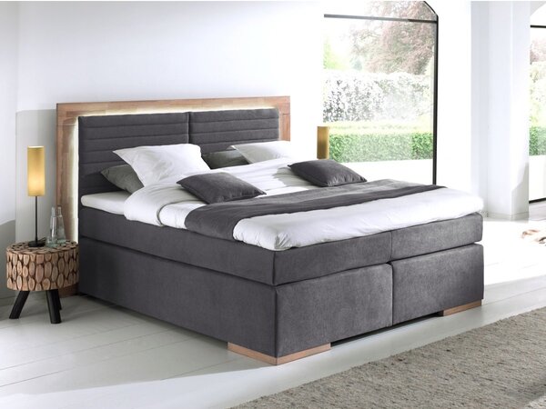 Postel boxspring včetně LED osvětlení MARCEL 2 dub masiv plocha spaní 180x200
