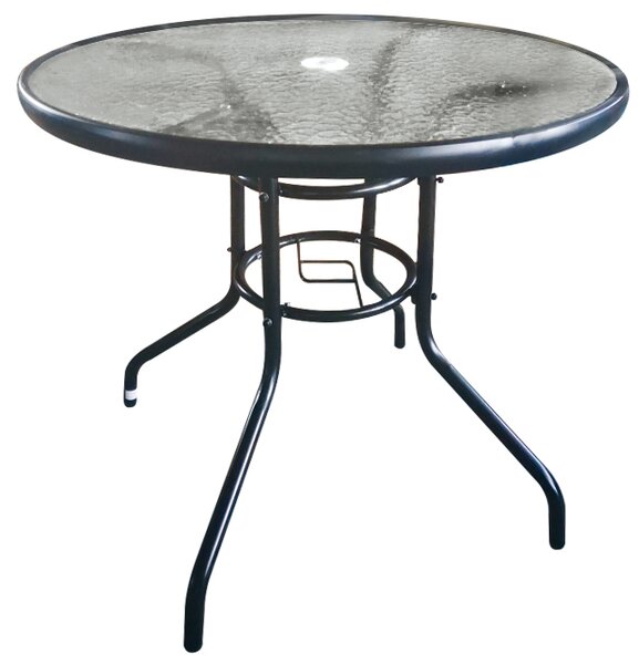 Zahradní stůl se skleněnou deskou BestBerg BBGF-GT3 / 80 × 70 cm / černá/transparentní