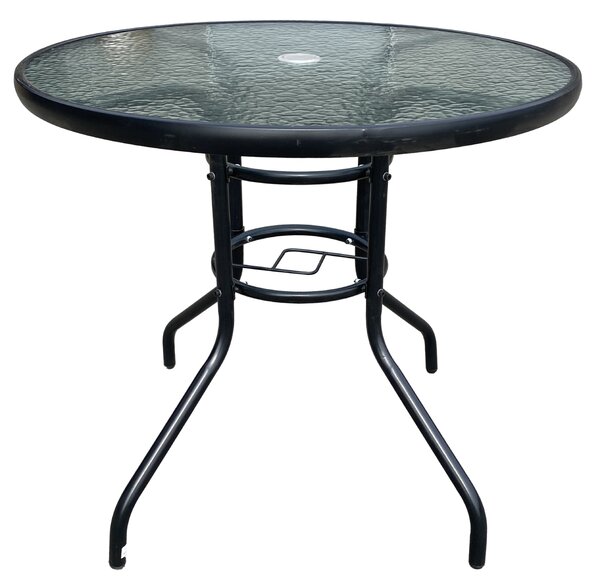 Zahradní stůl se skleněnou deskou BestBerg BBGF-GT3 / 80 × 70 cm / černá/transparentní