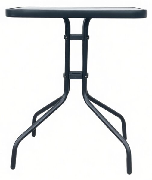 Zahradní stůl se skleněnou deskou BestBerg BBGF-GT2 / 60 × 60 × 70 cm / černá/transparentní
