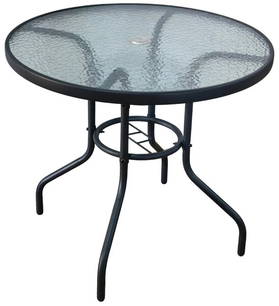 Zahradní stůl se skleněnou deskou BestBerg BBGF-GT3 / 80 × 70 cm / černá/transparentní