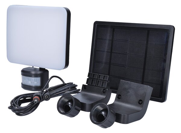Solight LED solární osvětlení se senzorem, 11W, 1200lm, 3 CCT, Li-Ion, černá WO785-1