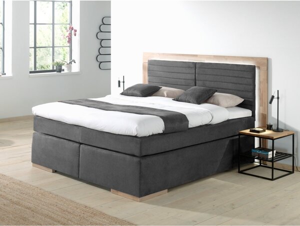 Postel boxspring včetně LED osvětlení MARCEL 2 dub masiv plocha spaní 180x200