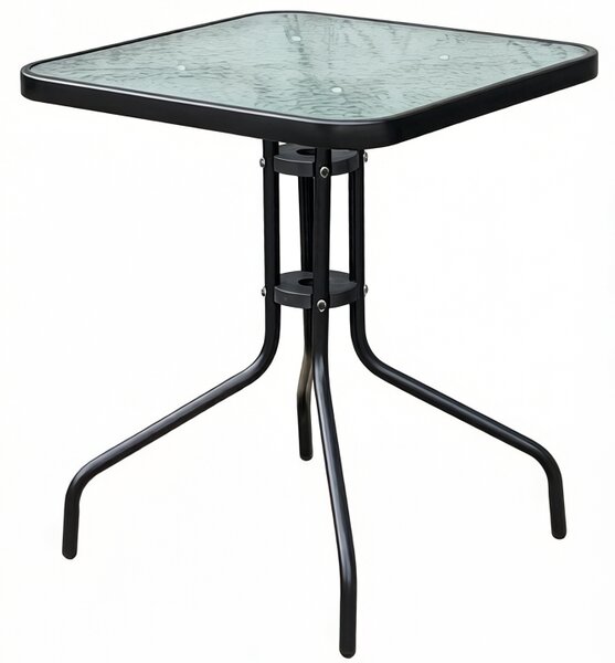 Zahradní stůl se skleněnou deskou BestBerg BBGF-GT2 / 60 × 60 × 70 cm / černá/transparentní