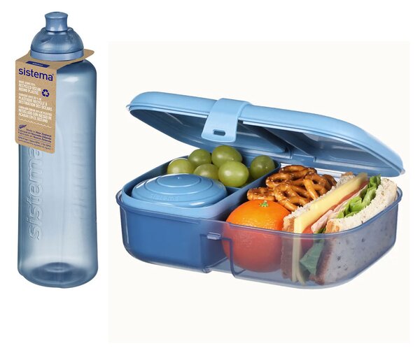 Sistema Krabička na svačinu Ribbon a Láhev na pití Swift Squeeze 480 ml Ocean Bound – dárková sada Barva: tyrkysová