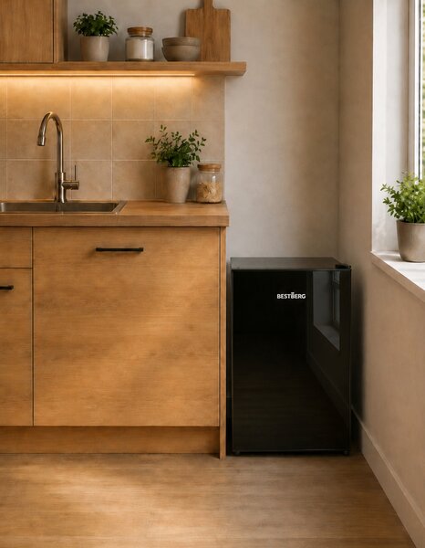 Chladnička BestBerg BBFR-70G / 58 l / LED osvětlení / černá